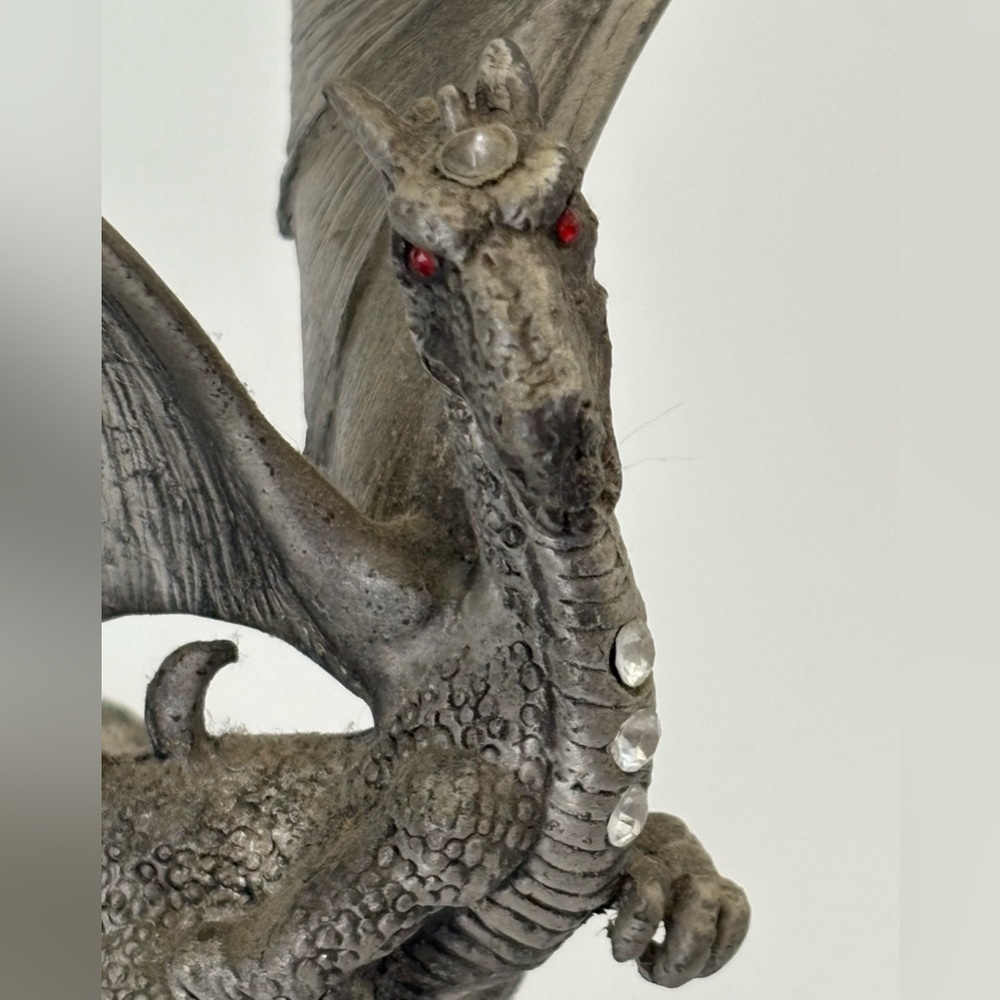 Majestic Vintage Pewter Dragon Figurine Votive Holder - Picture 8 of 12